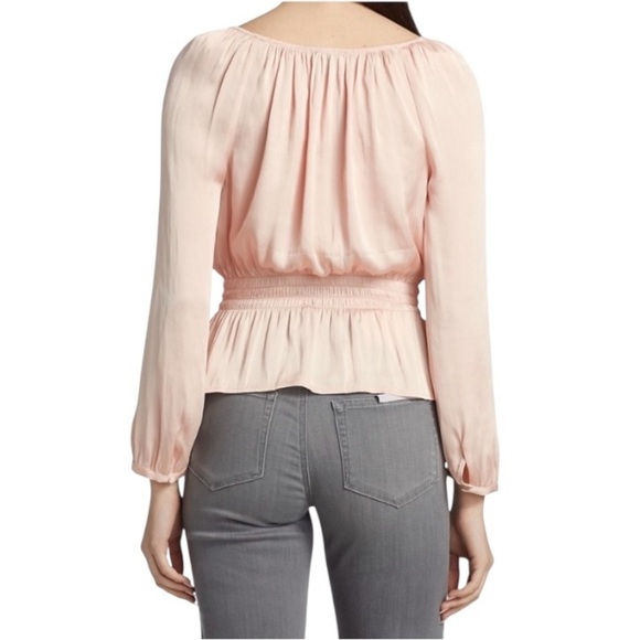 PAIGE | Odalynn Square-Neck Long-Sleeve Peplum Peasant Top Size L - Picture 3 of 13